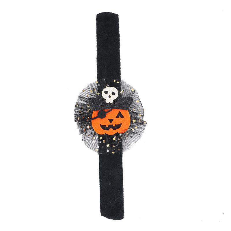 Halloween Kids Prank Slap Bracelet Wristband Pumpkin Ghost Plush Snap Band for Children Party Favors Classroom Prizes Elastic Wristbands