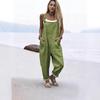Women's Sleeveless Mid Rise 3D Digital Print Loose Casual Overalls Jumpsuit For Summer
