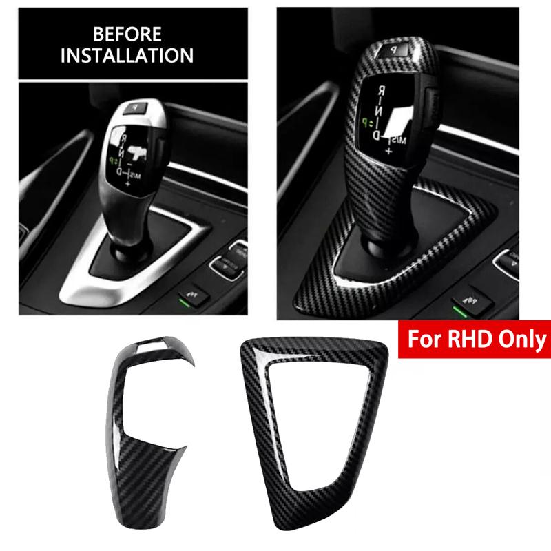 2IN1 ABS Gear Shift Knob Panel Cover Trim Frame Carbon Fiber Texture For BMW 1 2 3 4 Series F20 F21 F22 F23 F30 F31 F32 F36 F34