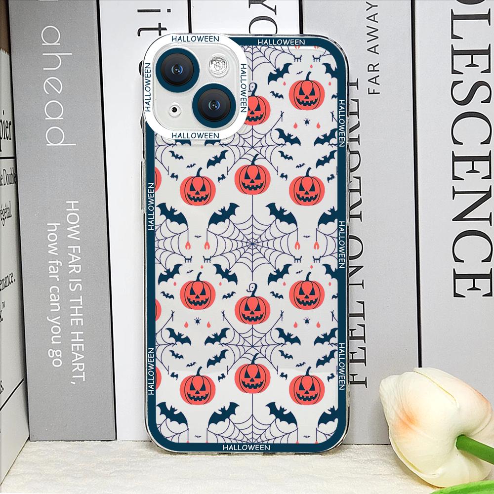 

Cartoon Halloween Pumpkin Ghost Bat Clear Phone Case for IPhone 16 15 14 13 12 11 Pro Max Mini XS X SE 7 8Plus Soft Cover Fundas iPhone XS Max