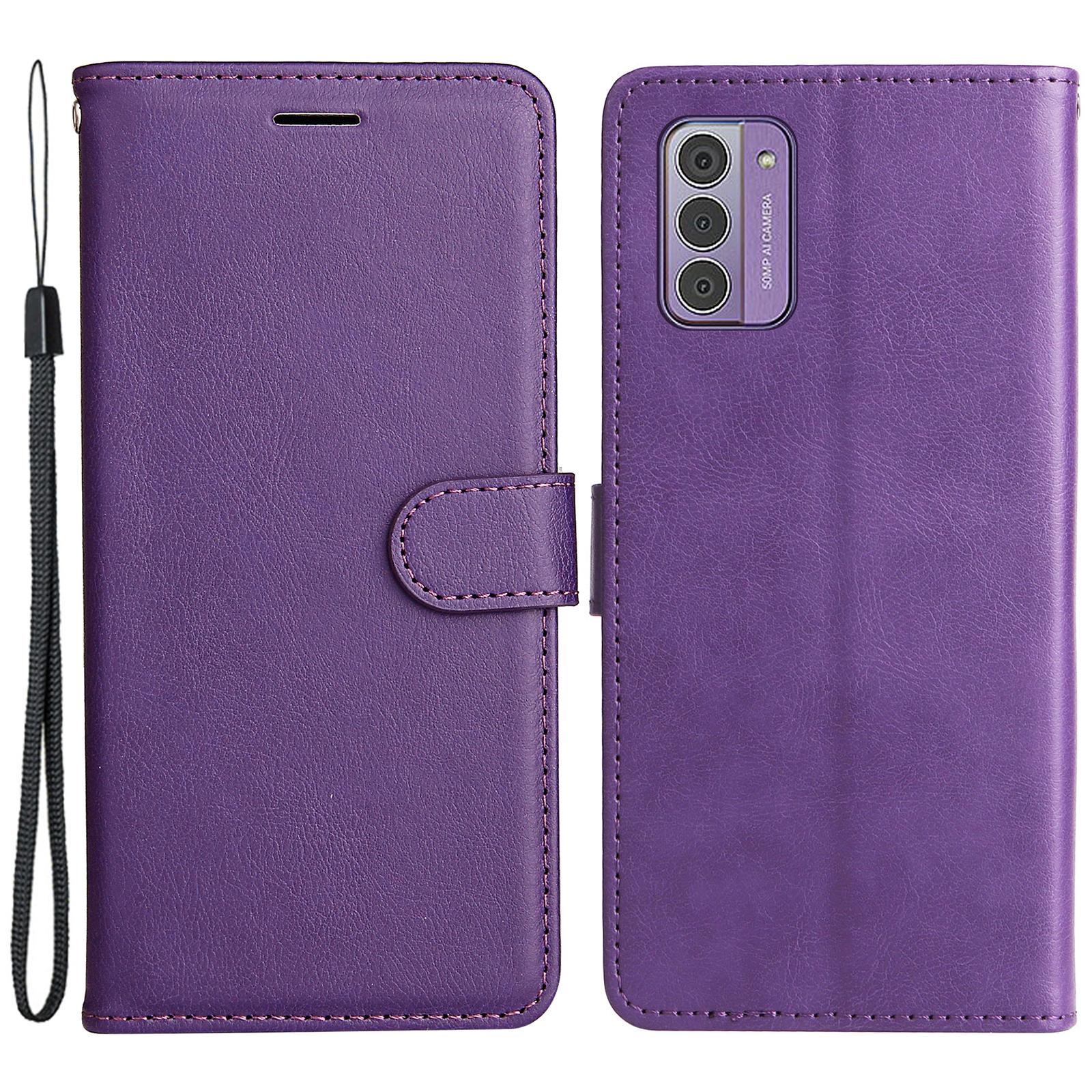 

For Nokia G42 Case Solid Color Leather Mobile Cover Wallet Stand with Strap Purple