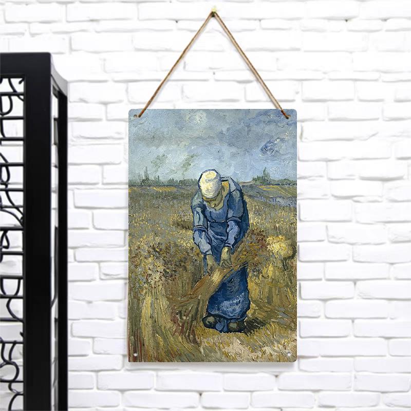 

Van Gogh Style Farmer Harvest Oil Painting Custom Iron Sheet Wall Art Decor for Living Room Bedroom 7.9x11.8In(20x30cm)