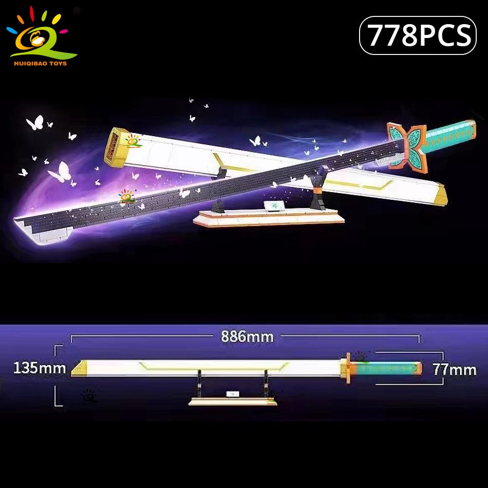 Samurai Sword Building Blocks Ninja Blade Katana Japanese Anime Butterfly Nichirin Knife Bricks Children Toys for Adult