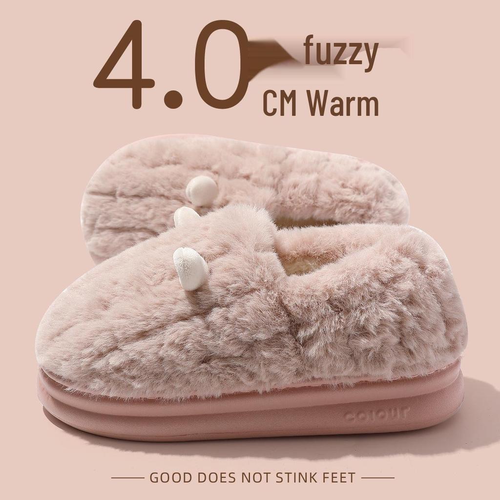 Damskie antypoślizgowe pluszowe bawełniane kapcie - z zakrytym piętem do noszenia wewnątrz/na zewnątrz, ciepłe buty poporodowe na jesień i zimę 2025.