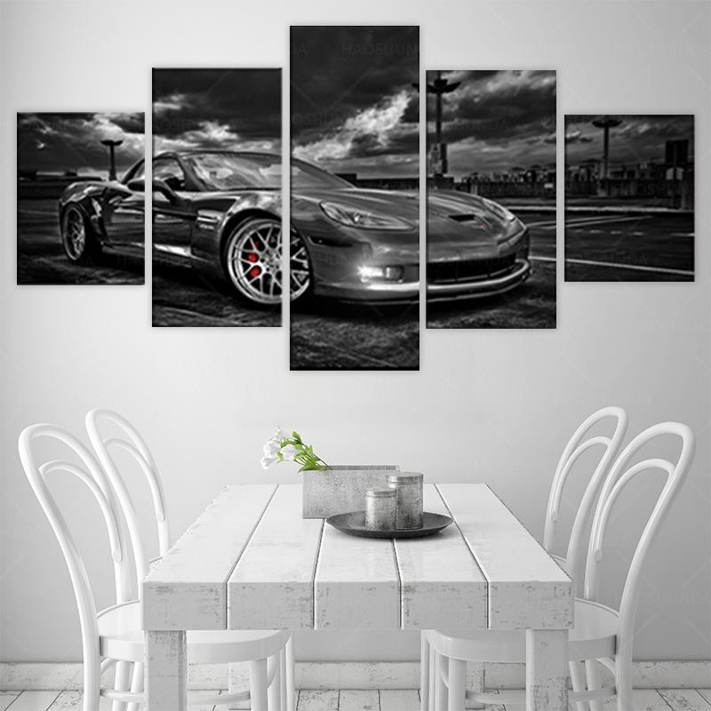 

HD печатные 5 панельные модульные фотографии Корвет автомобиль плакат живопись на холсте настенная художественная рамка домашнее декоративное украшение комнаты 20x35cm*2 20x45cm*2 20x55cm*1