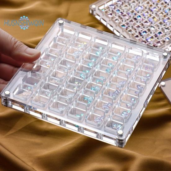 Acrylic Nail Rhinestone Box Grid Easy Access Clear Storage Tool Organizer Eco-friendly Rhinestone Box