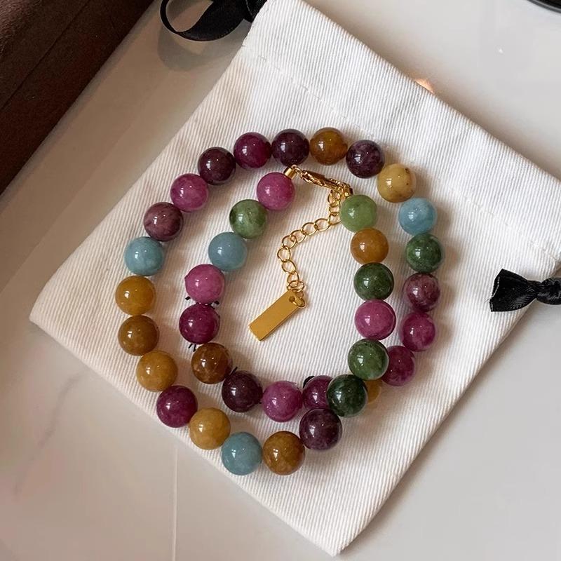 

100% Natural Colorful Tourmaline Stone 14K Gold Filled Female Beads Chain Necklace For Women Birthday Gifts Cheap