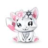 925 Sterling copper Cat and Dog Series Best Friend Pendant Fit 4MM hole diamete Bracelet Charms Bead Necklace DIY Female Zircon
