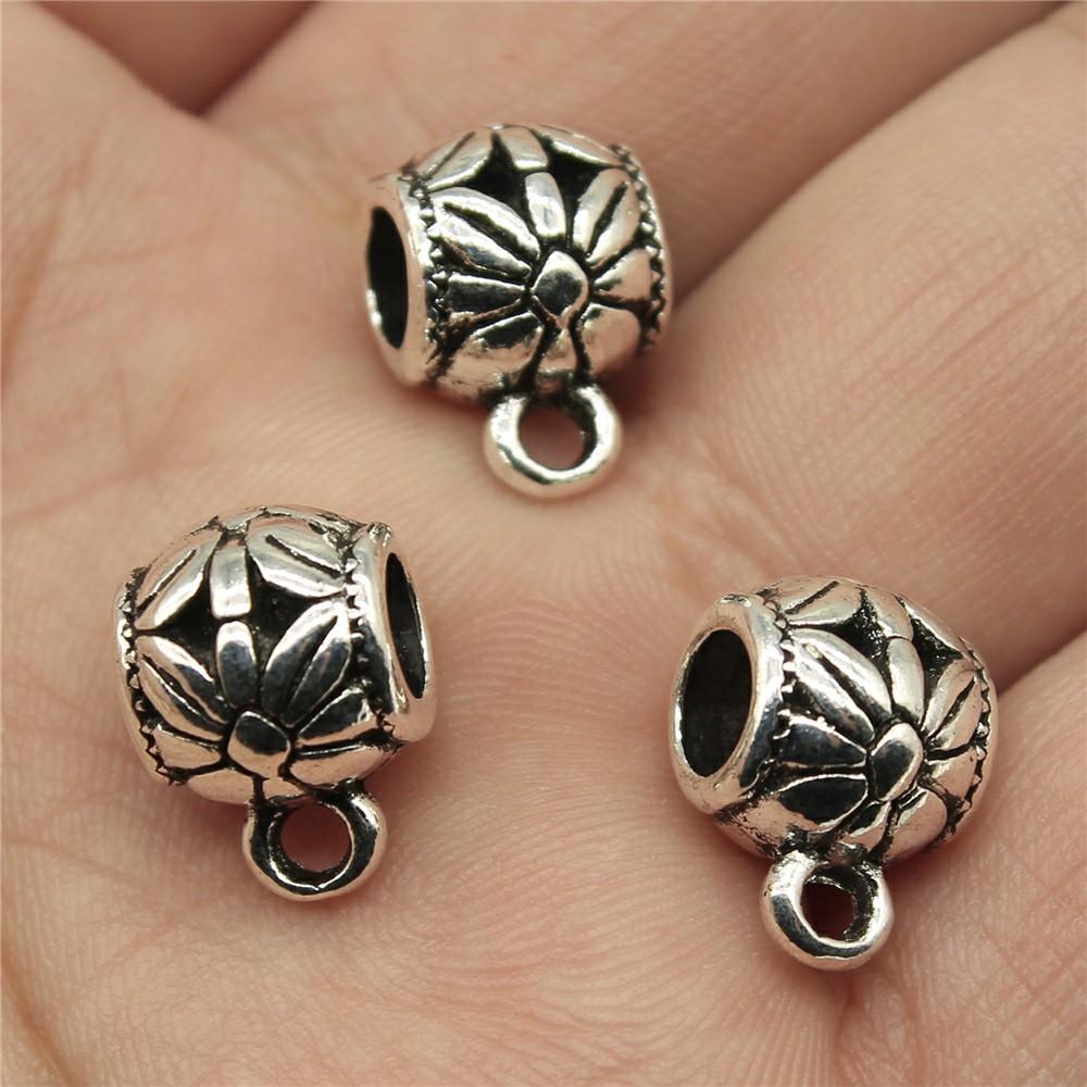 20pcs Bails Beads Connector Charms Jewelry Findings DIY Bails Beads Charms Connector Wholesale Antique Silver Color