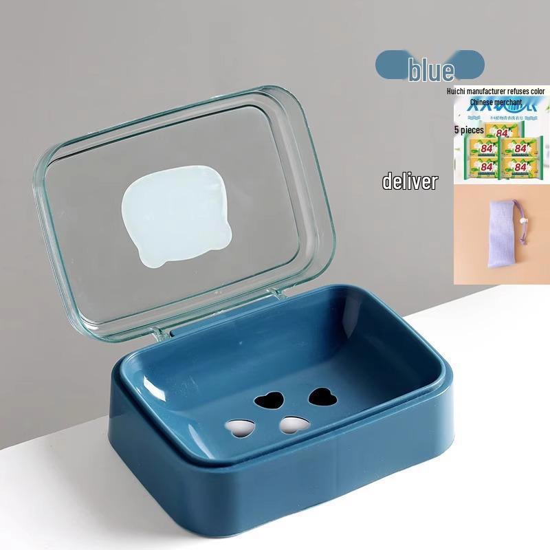Creative Cute Plastic Soap Dish with Lid: Stylish Soap Holder and Drainer for Bathroom Storage