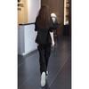 Spring New Plus Size Suit Set: Loose Fit Slimming Casual Blazer with Elastic Waist & Straight Leg Pants, Two-Piece Professional Outfit