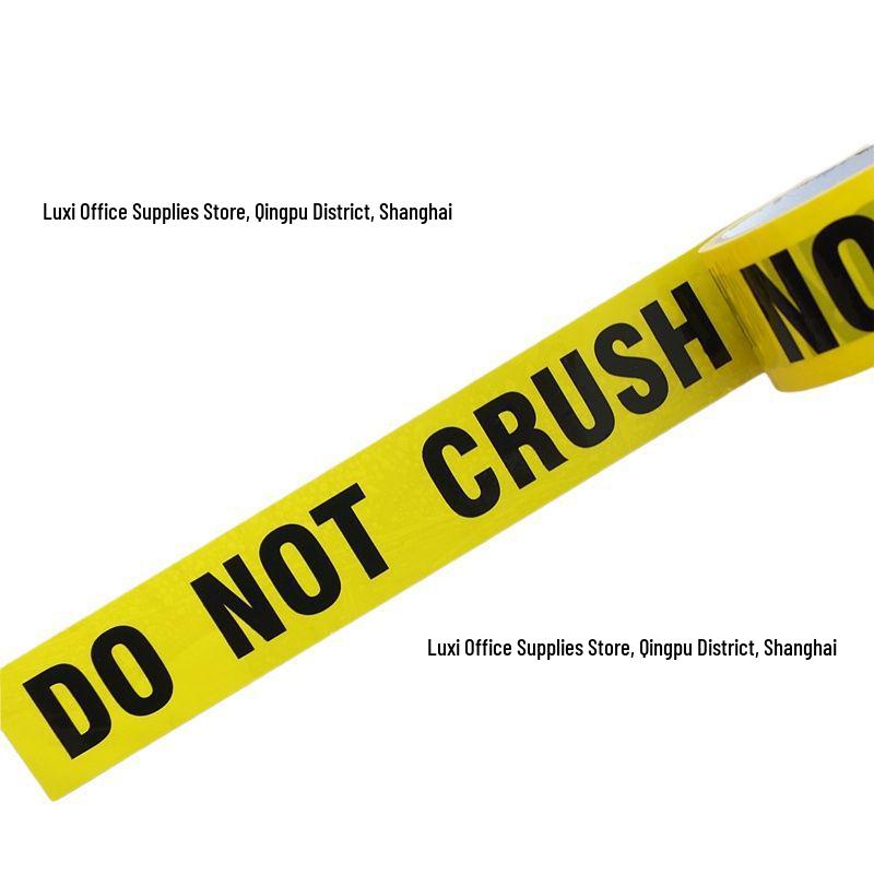 Large Roll Warning Tape - Black Text on Yellow Background, 4.8CM Wide, 25M Long