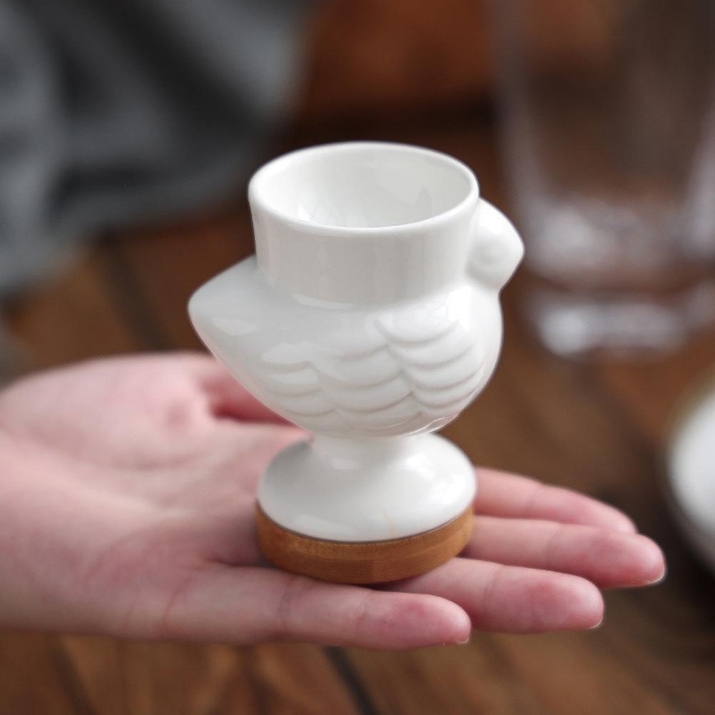 Ceramic Egg Cup Chick Shape Boiled Egg Cup Holder Stand Container Kitchen Breakfast Banquet Eggs Supplies