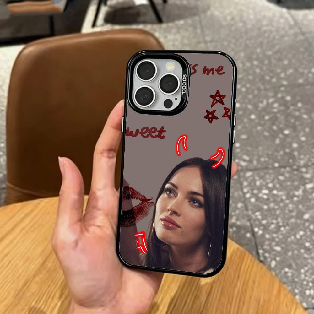 Megan F-Fox Phone Case For iPhone17,16,15,14,13,12,11 Plus,Pro Max Colored Silver Plated Inside Cover