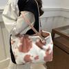 Large Capacity Plush Tote Bag Versatile Underarm Bag Gift Cow Print Shoulder Bag  Women