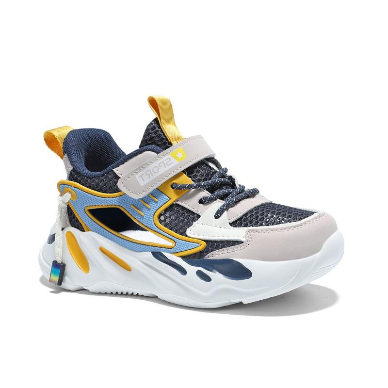 Breathable Boys' White Mesh Sandals with Velcro - Non-Slip Summer Running Shoes