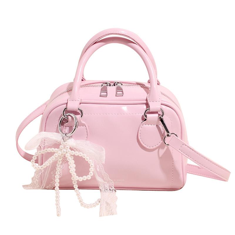 

Новая женская сумка для боулинга, сумка через плечо, портативная сумка-тост, модная сумка-подушка большой вместимости Without pendant розовый