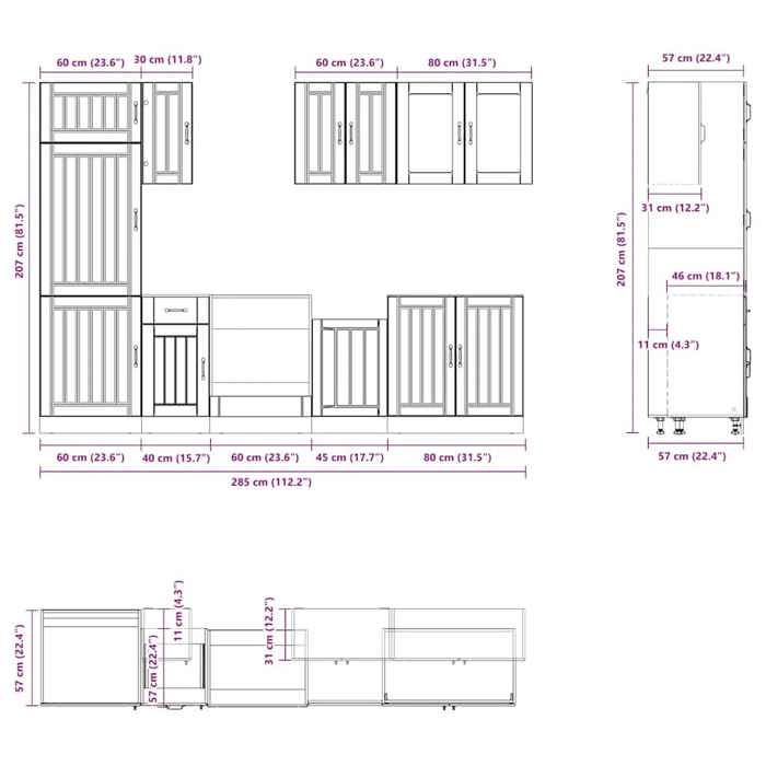 VidaXL Ensemble d'armoires de cuisine 8 pcs Kalmar bois d'ingénierie, ensemble d'armoires, étagère de rangement, placard, 3314807