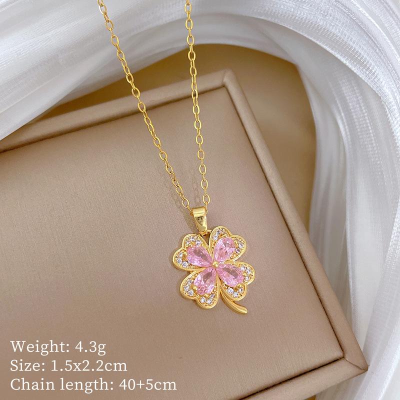 Multi-Element Style Copper Micro-Inlaid Necklace Combination Female Real Gold Electroplated Exquisite Collarbone Chain