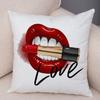 Funda de almohada de labios sexy para mujer, decoración de sofá, hogar, coche, funda de cojín con estampado de pintalabios de dibujos animados