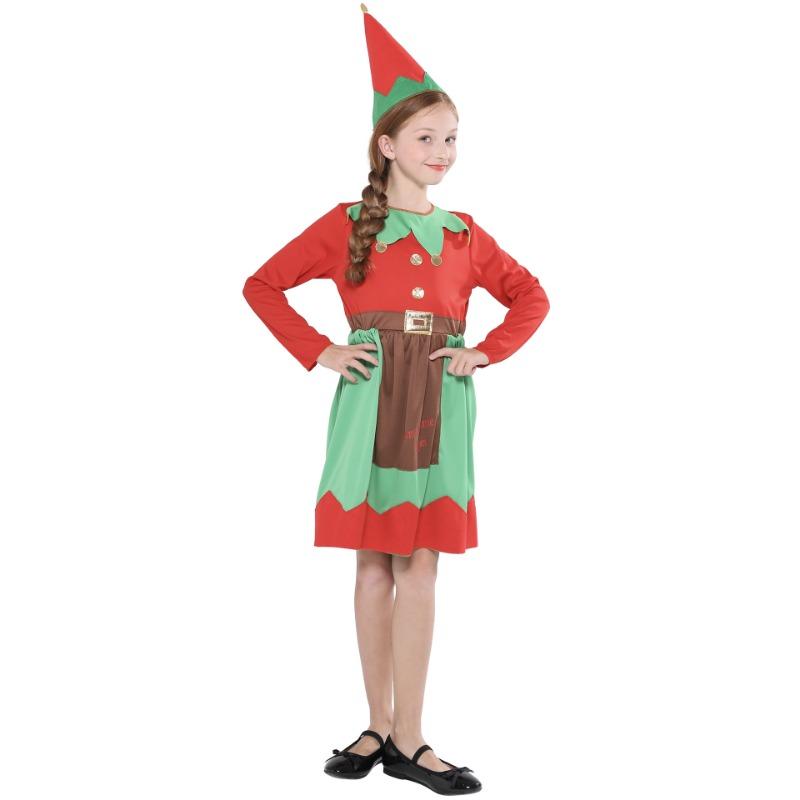 Adult Christmas Costume Children's Christmas Green Elf Costume Set Red and Green Color Scheme