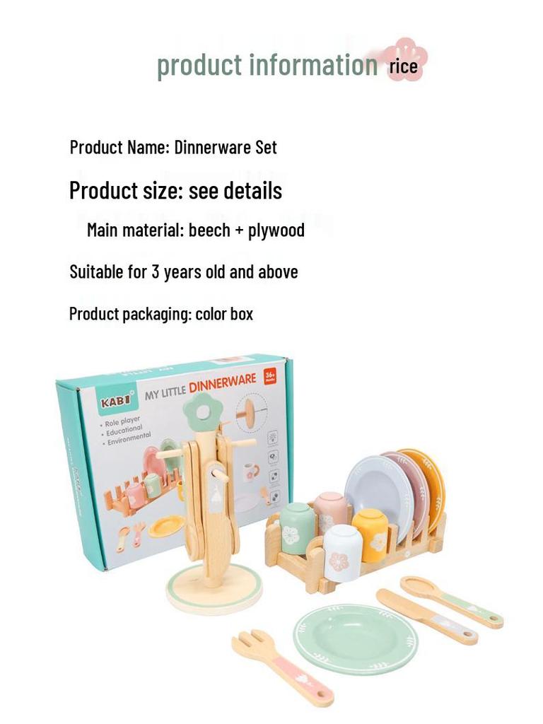 Educational Wooden Play Kitchen Set for Kids: Role-Playing Tableware Toys