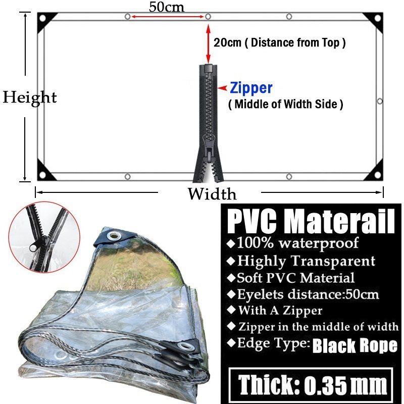 Waterproof Transparent PVC With Zipper Weatherproof Durable Black Rope Edge Canopy Foldable Rain Cover For Garden Furniture