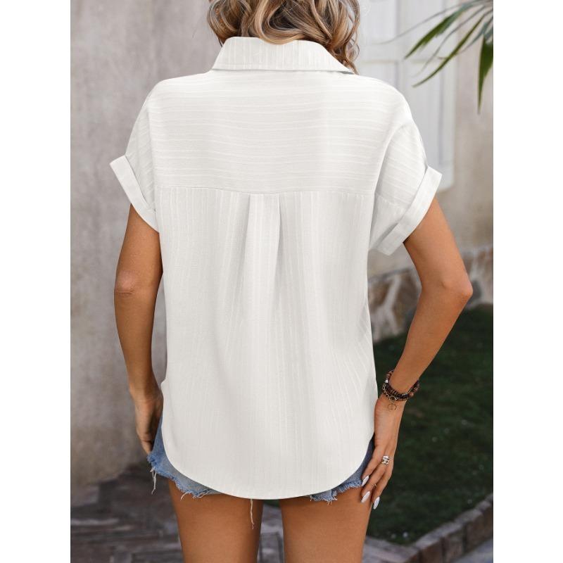 Spring and Summer New Women's Solid Color Simple Off-shoulder Casual Loose Short-sleeved Shirt for Women