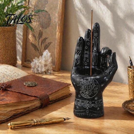 Durable Resin Palm Statue Palmistry Hand Incense Holder, Statue, Decorative Meditation Space Supplies Stick Ancient Mystical Sculpture for Home Table