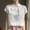 Women's 2025 Spring/Summer Chinese Faux Silk Jacquard Shirt - National Trend Tang Suit with Stand Collar and Diagonal Placket