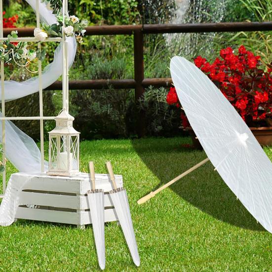 60/80CM DIY Hand-Painting Paper Umbrella Chinese Style Decorative White Oil-paper Umbrella with Wooden Handle Kids Coloring Oriental Umbrella Crafts