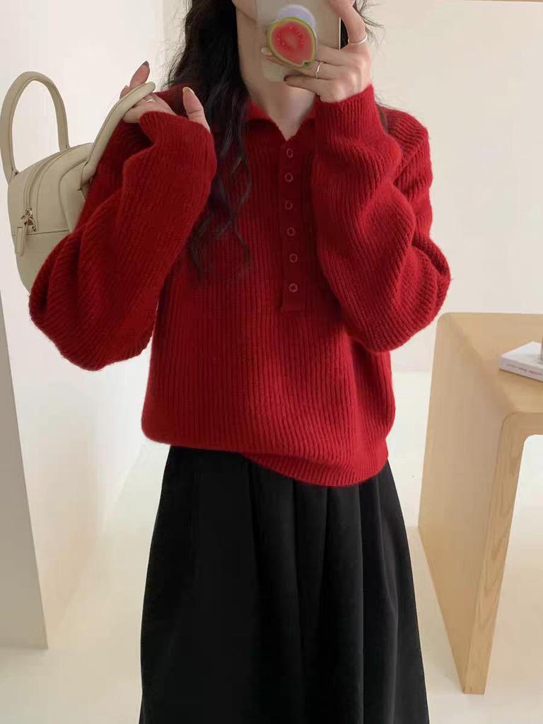 Women's 2026 Autumn/Winter Cozy Loose Knit Pullover Top