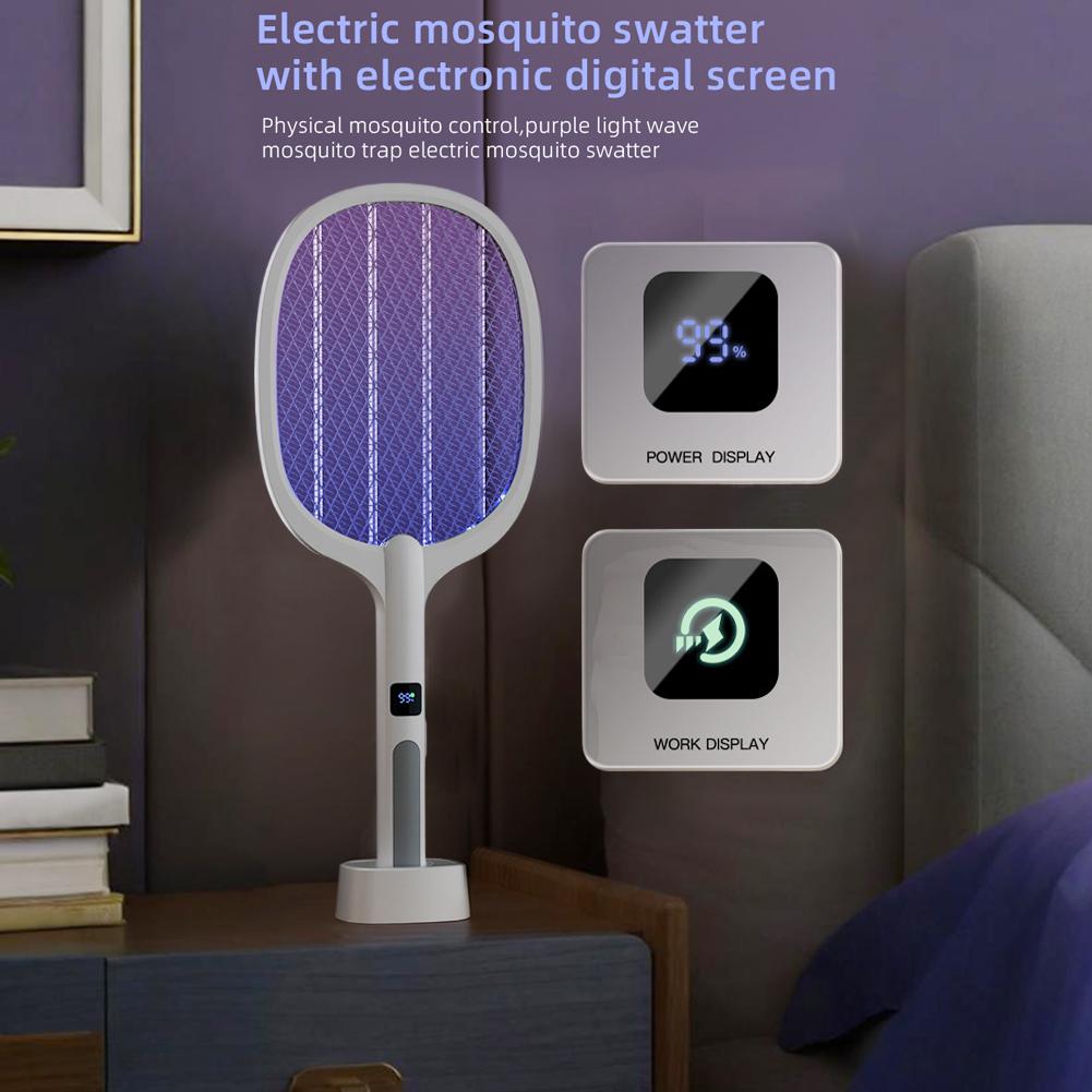 1/2PCS Bug Zapper Racket Rechargeable Electric Fly Swatter 2 in 1 Mosquitoes Trap Lamp for Home Indoor Outdoor Mosquito Killer