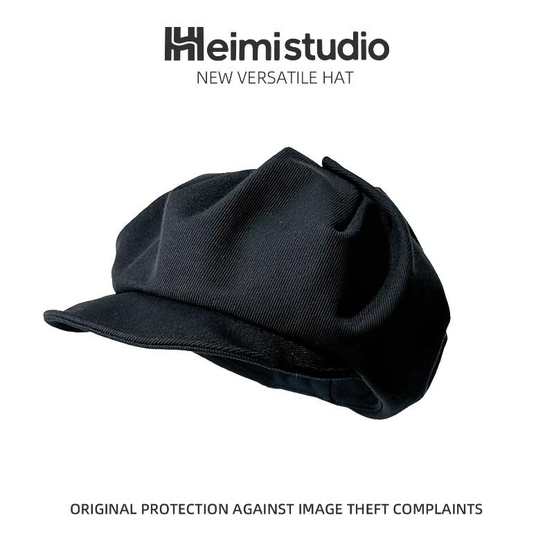 25 Early autumn new quality modern retro black personalized octagonal hat women's British soft-brimmed newsboy hat tide