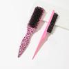 2 Pcs Smooth Back Hair Brushes, Soft Bristle Beard Brushes & Leopard Print Comb - Adds Shine for All Hair Types, Home Essentials