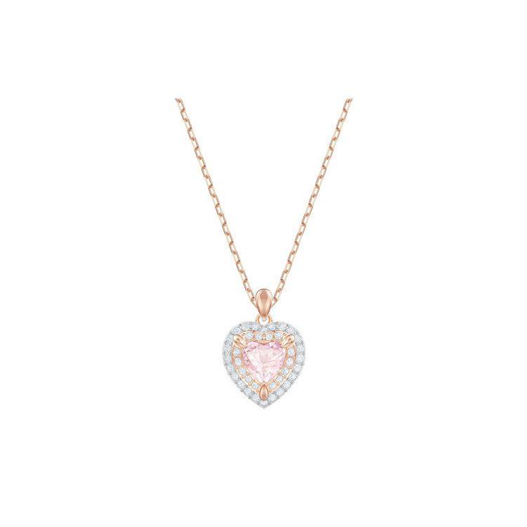 

Swarovski One Heart Shaped Crystal Necklace Women necklace Pink 5439314 Box (Random Color)