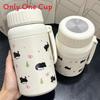 Cat Pattern Insulated Large Capacity Water Bottle With Leakproof Lid For Students And Commuters
