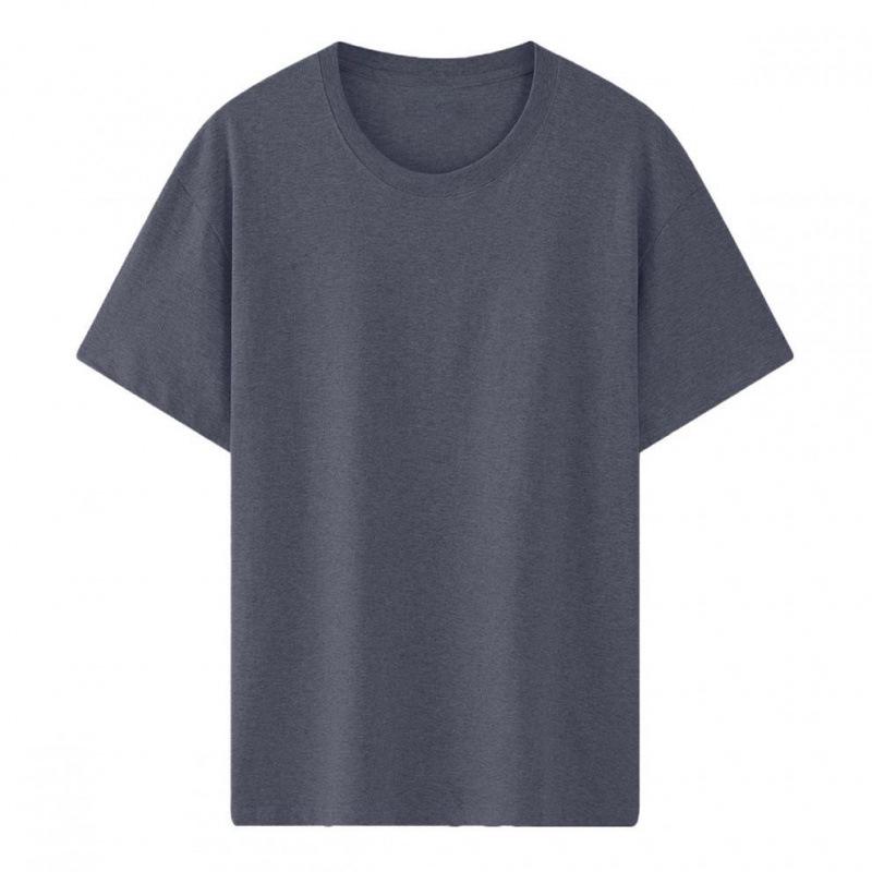 Custom Logo Summer Cotton T-shirt, Loose Round Neck, Short Sleeve, Class Uniform, 190g Ribbed Collar