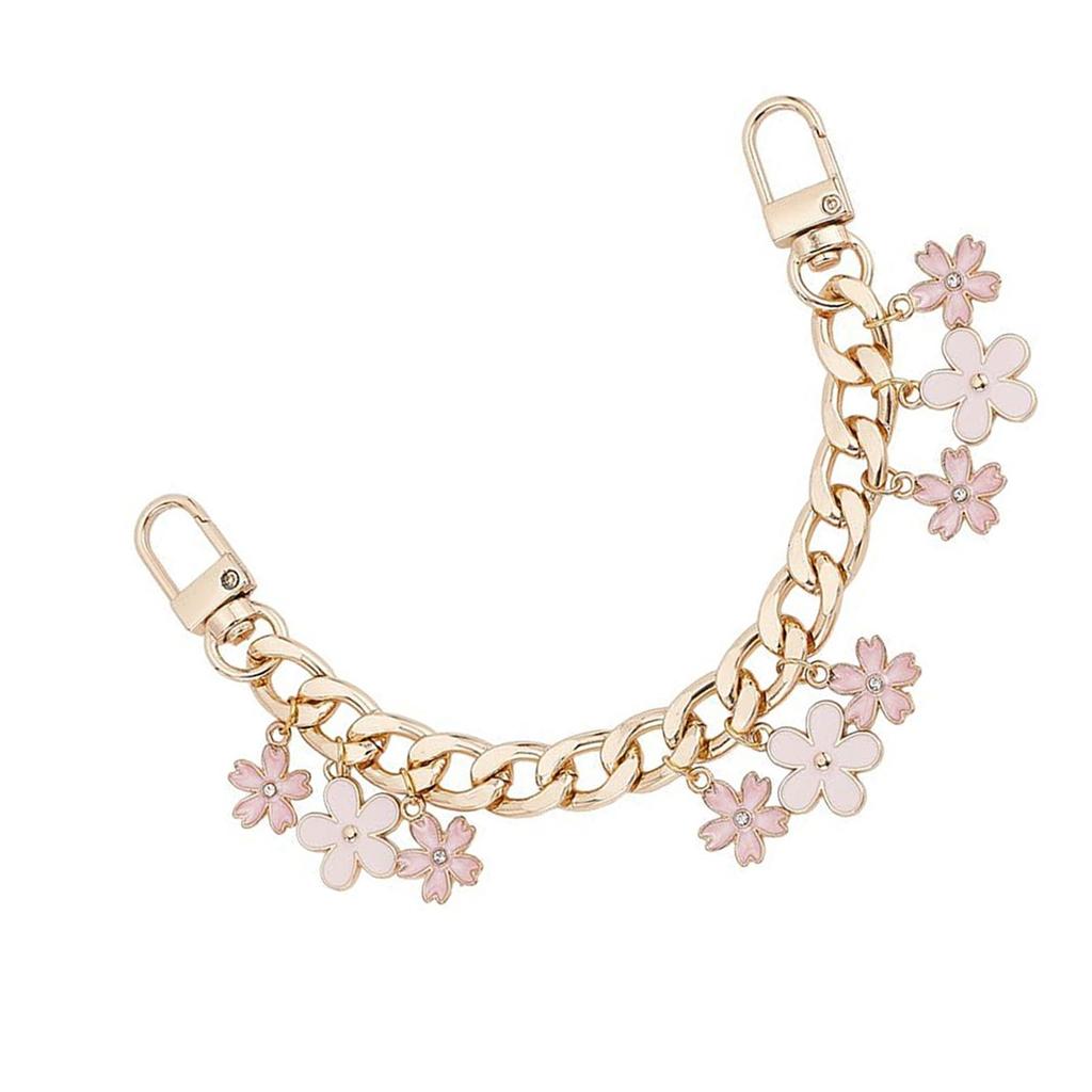 Elegant Purse Chain Strap Alloy Chain Replacement with Flower Charm Fashion Decoration for Shoulder Bags and Purses