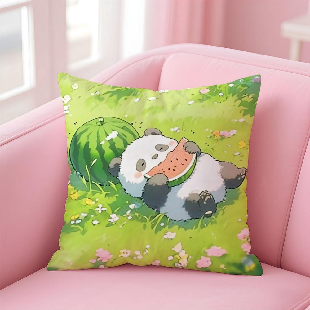 

Cartoon Panda Cute Animals Cushion Cover Linen Pillowcase Cover Soft Decor for Sofa Home Room 30X30cm