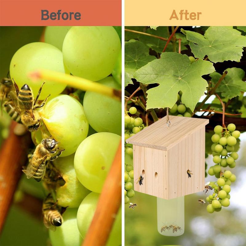 Wood Bee Trap Nature Hangable Wood Carpenter Bee Traps Outdoor Nature Rustic Catching Device For Outdoor Orchard Farm Garden