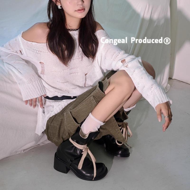 High Quality Women's Boots Round Head 6cm Retro Style Lace-up Thick Heel Short Boots Fashion Belt Buckle Ankle Boots Botas Mujer