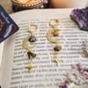 Charm Bohemia Stainless Steel Gold Color Crescent Moon Stars Irregular Amethyst Stone Pendant Dangle Earrings for Women Jewelry
