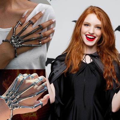 Halloween Skeleton Hand Bone Finger Bracelet Fashion Bracelet Decorative Adjustable Punk Gift P K5Q7