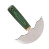 Leather Round Head Knife Semicircle Green Wooden Handle Hand Made DIY Leather Trimming Knife