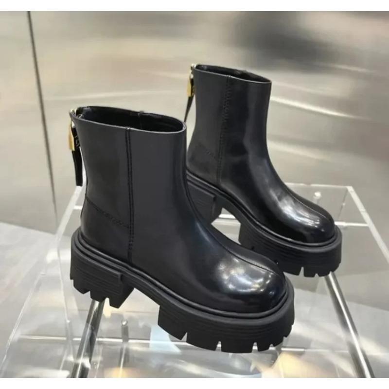 Fashion Women's Ankle Boots High Heel Round Head Thick Heel Back Zipper Fashion Boots Platform Shoes Boots Women 2024
