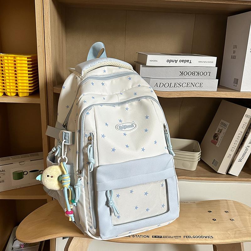 New schoolbag women's blue high-value shoulder bag multi-compartment primary and secondary school students grade two-piece pain bag