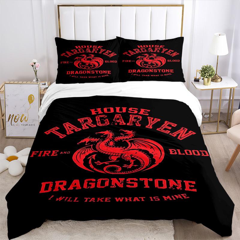 3pcs House Targaryen, Dragonstone Comforter Set - Four Seasons Home High,Machine Washable Bedspread with Pillowcases (No Filling) yy250909027