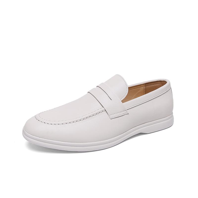 Men s British Slip-On Leather Moccasins – Formal & Casual Loafers in Large Sizes 38