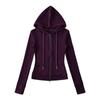 Women's American Style Thermal Fleece Slim Fit Hooded Yoga Sweatshirt with Double Zippers & Large Pockets for Autumn/Winter.